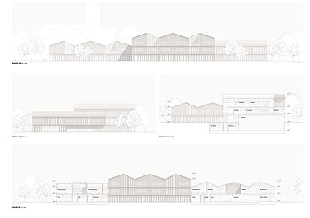 Skizze Ansichten Neubau Grund- und Mittelschule Berching; Quelle: SEHW Architektur GmbH